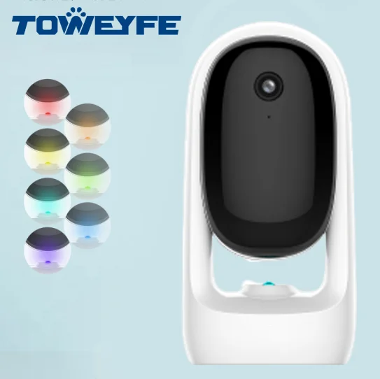 Toweyfe Hot Sale 1080P HD White Automatic Rotating Record Laser Smart Pet Cat Interactive Toys With Camera