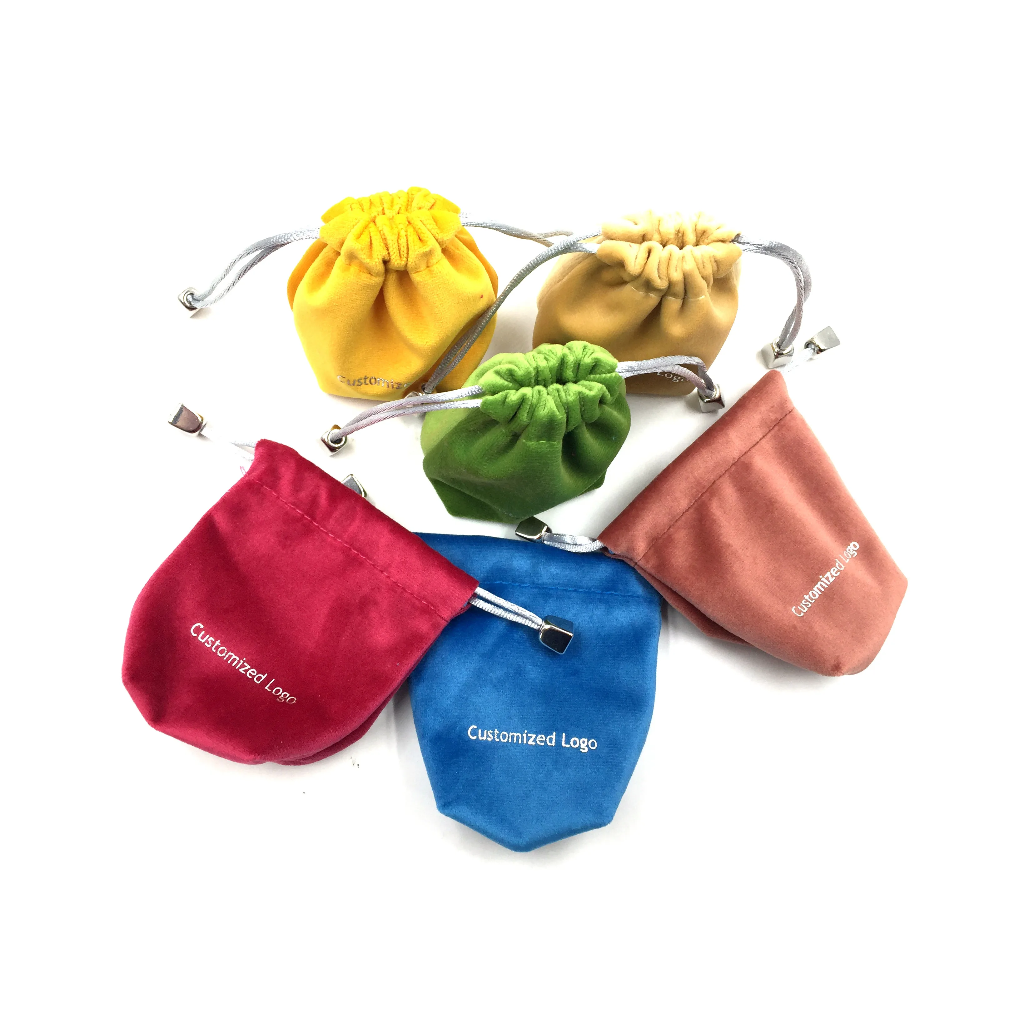 Fashion soft high quality flannel velvet pouch mini custom logo drawstring pouches for jewelry and gift