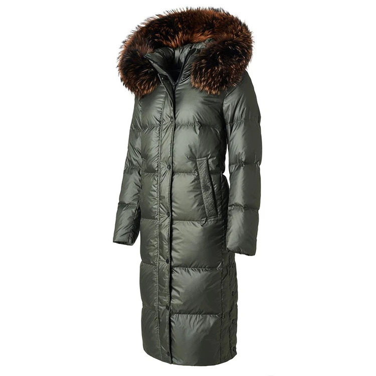 Wholesale Hoodies Fur Puffer Jackets Zipper Black Women Long Coats Polyester Down Jackets For Women Winter