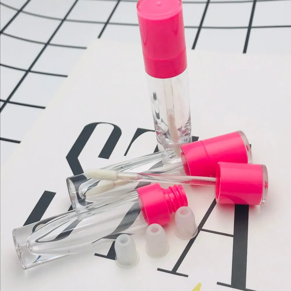 10/20/50 PCS 5ML ABS Lip Gloss Tube Empty Plastic Tubes With Black White Rose Gold  Cap Cylinder Small Lip Gloss Packaging Tube