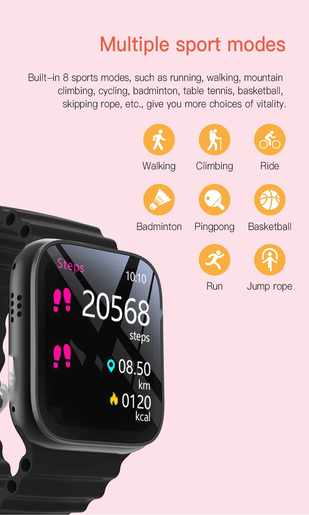 2.02Inch Real Clock Auto Wake UP Blood Pressure Heart Rate Step Counter Reloges Sport Watch Ultra Watch 49mm Smart Watch Ultra 8