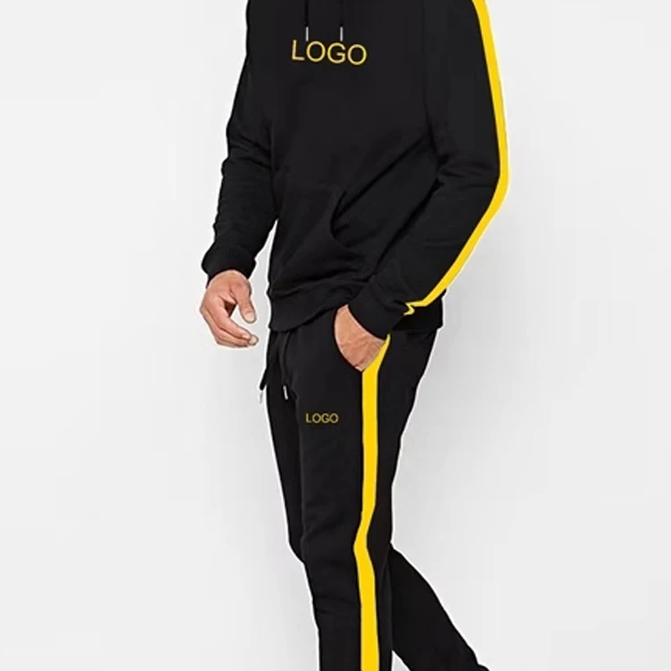 Черный однотонный хлопковый спортивный костюм на заказ, спортивный костюм для бега для мужчин