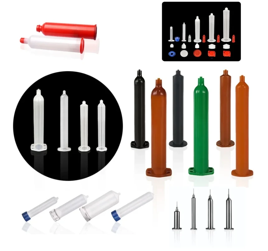 New  Us Style Adhesive Plastic Dispensing Adapter Glue 30Cc Transparent Cylinder Fluid Oral Dispenser Black Syringe Barrel