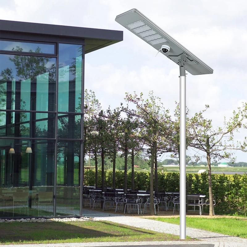 Outdoor IP65 Waterproof All In One Solar Street Lamp With Camera Remote Control 200W 250W LED Solar Street Light