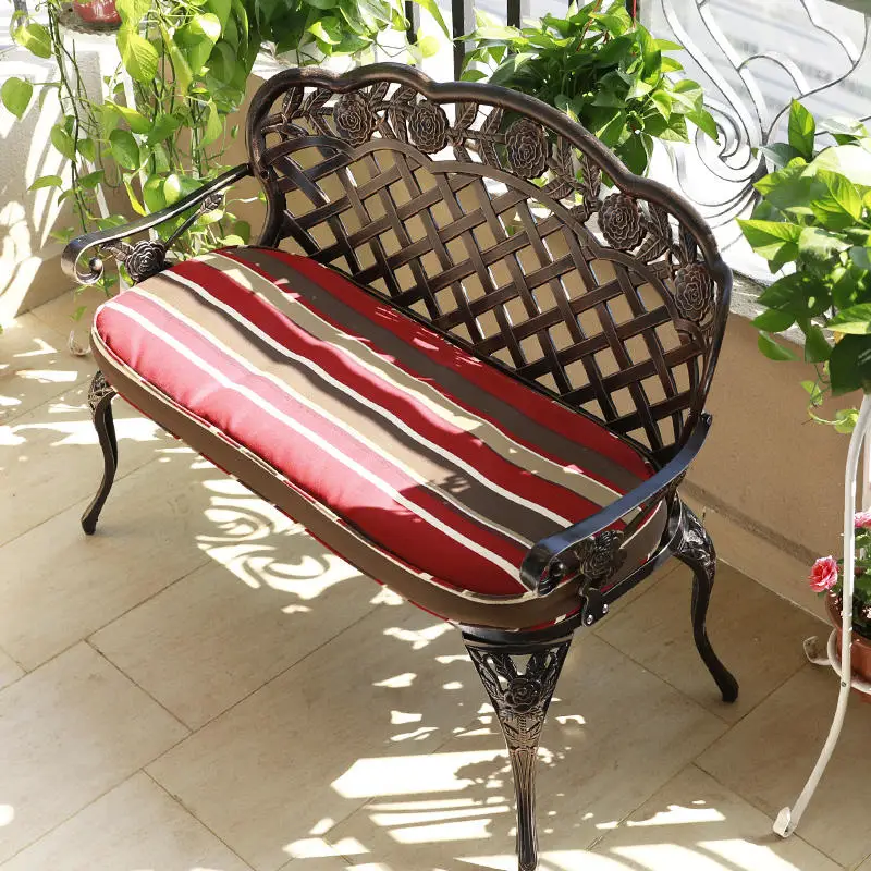 Zuoan Rose Carved Hollow Design Outdoor Long Chair Cast Aluminum Iron Patio Park Garden Porch Chair Bench