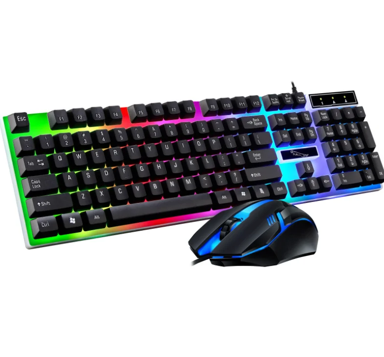 Проводной светящаяся клавиатура и мышь комплект USB Радужная подвеска с подсветкой клавиатуры и мыши