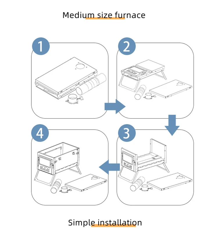 stainless steel most popular Camping Hiking Stove Wood Burning Stove Quick Assembly Backpacking Folding Tent Stove