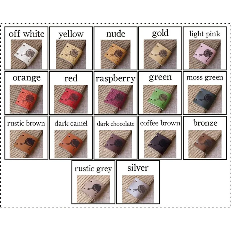 Leather Labels Personalized With Rivets Handmade Tags For Crochet Knitting Sew On Brand Logo Garment Label Diy Accessories