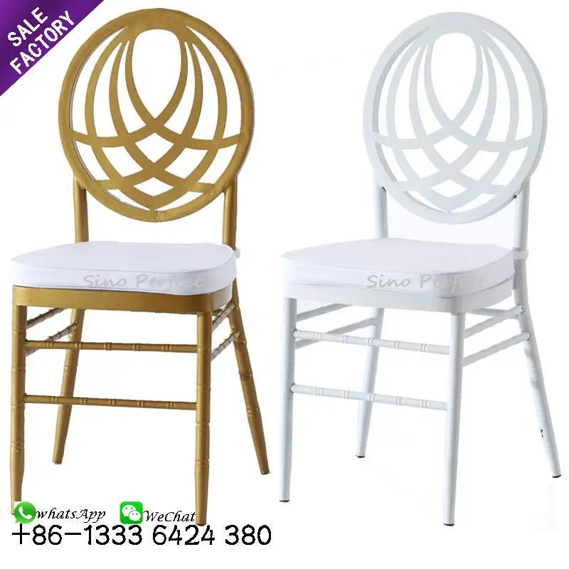 Wholesale Luxury Modern Stackable Gold Metal Solid Vineyard Crossback Chair Wedding Dining Event For Rental