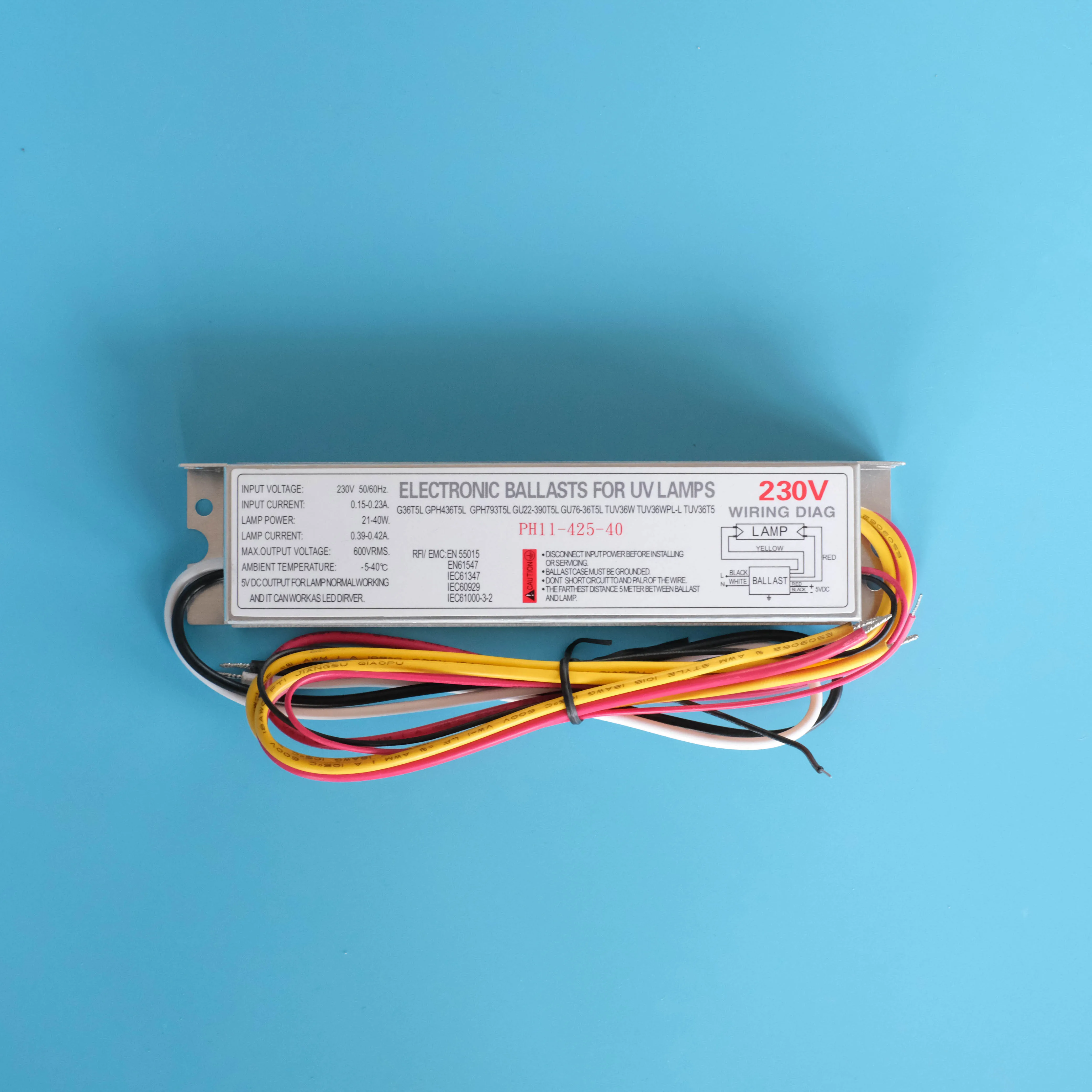 PH11-425-40 uv lamp ballast 10-40watt High Output Sterilizer Light uv ballast 40w For T5 UV Lamp
