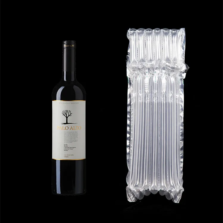 Reusable inflatable wine bottle protector air column cushion bag with pump