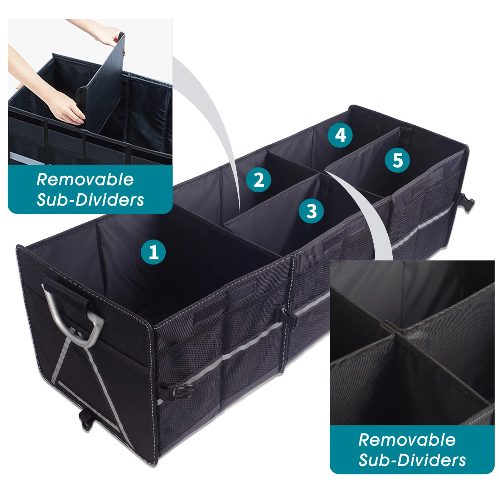 Oxford Cloth Foldable Storage Box Customized Portable Large Multi-Compartment Car Trunk Organizers