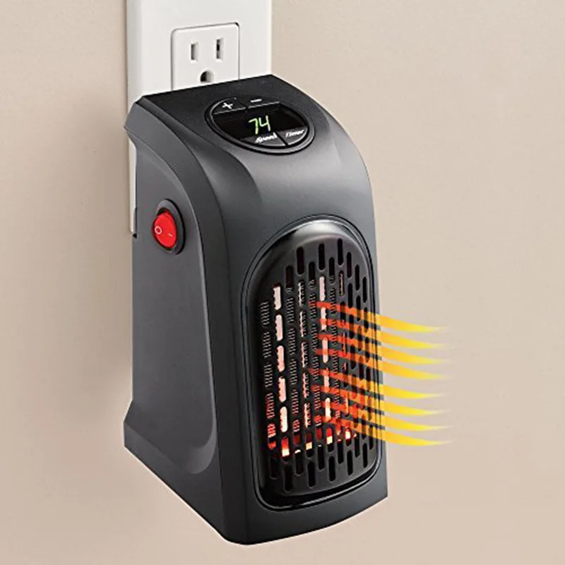 Electric Wall Heater Mini Portable Plug-in Personal Space Warmer for Indoor Heating Camping Any Place Adjustable Thermostat