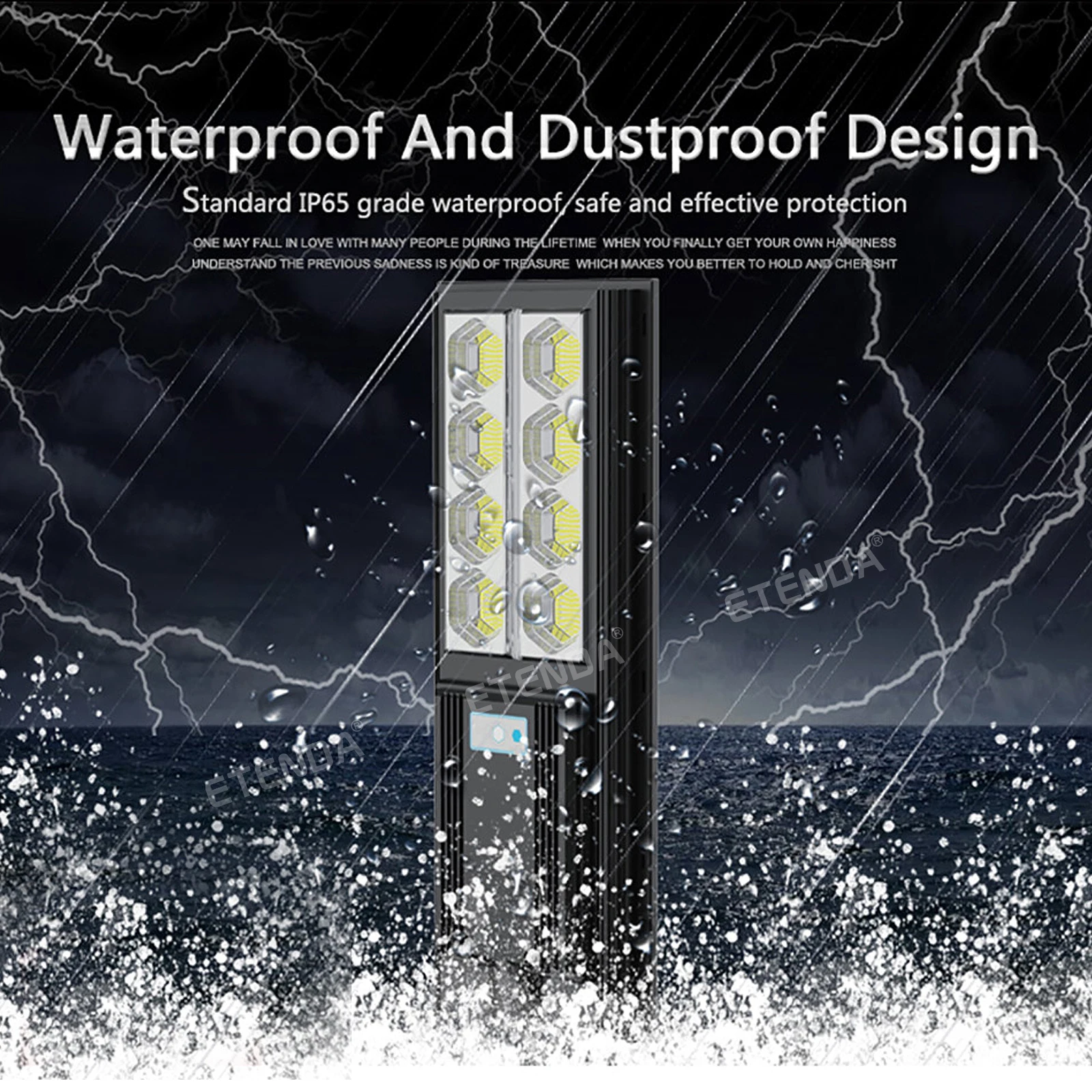New Outdoor Waterproof Ip67 ABS Working for more than 12H All In One Radar Sensor Solar Panel Street Light With Remote Control