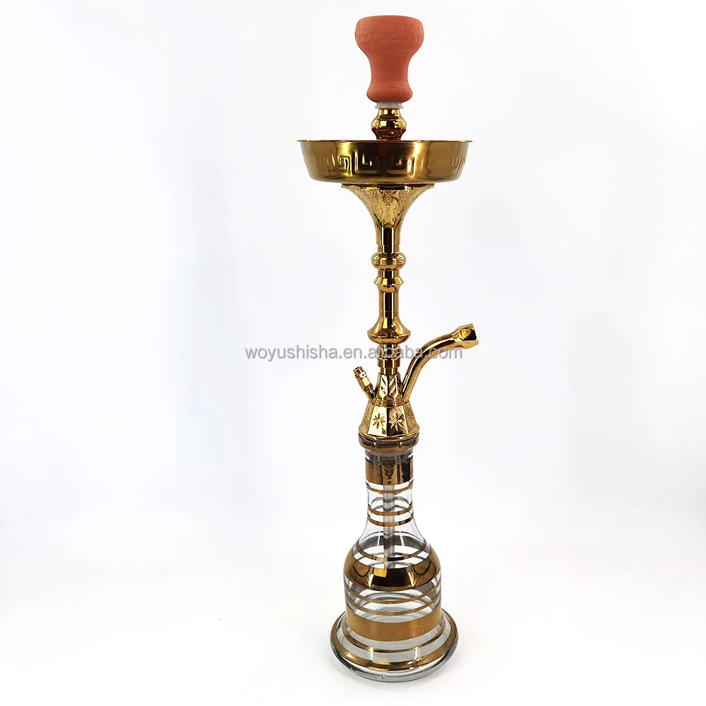 Arab Hookah for bar Lounge Text Bottle Striped Combination All Golden Bottle Zinc Alloy Shisha