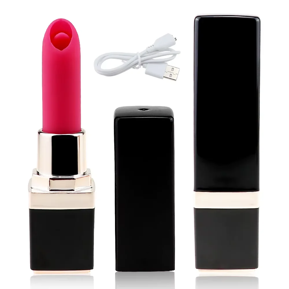 Rechargeable Mini Lipstick Oral licking Vibrator Portable Clitoris Stimulator Erotic Product Sex Toys for Women