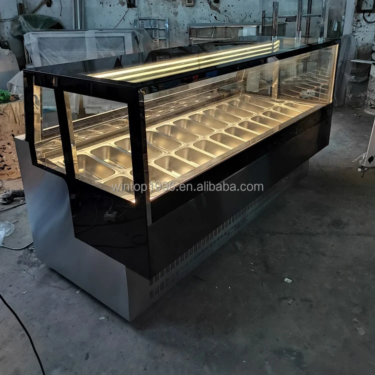 popular icce cream display showcase popsicle display cabinet 24 trays large capacity auto-defrost gelato display cabinet