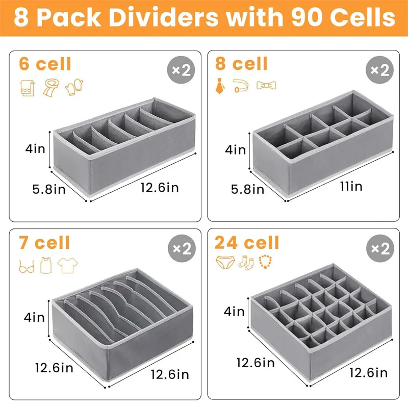 4pcs foldable wardrobe bra socks clothes scarf drawer underwear divided organizer