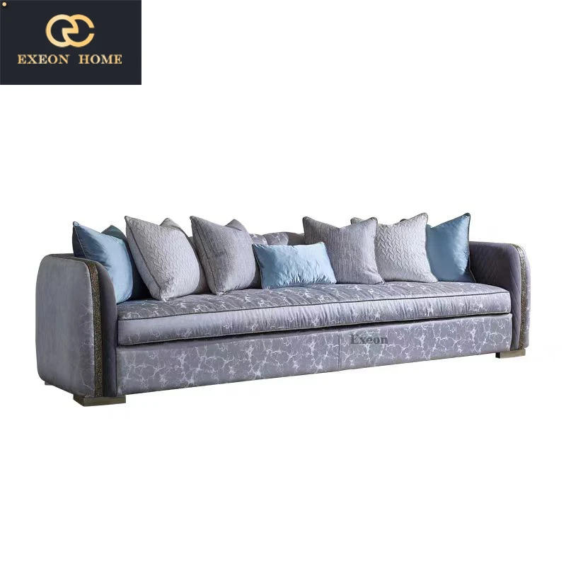 Simple Modern Living Room Decoration Luxury Fabric Sofa Villa High Rebound Combination Sofa