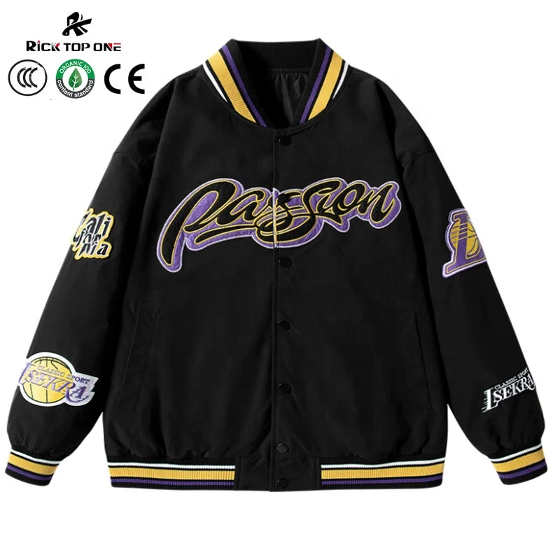 No Brand Desgin Pattern Custom Varsity Jacket Men Casual Varsity Jacket Patches Embroidery Black Small Cuff Varsity Jacket Men