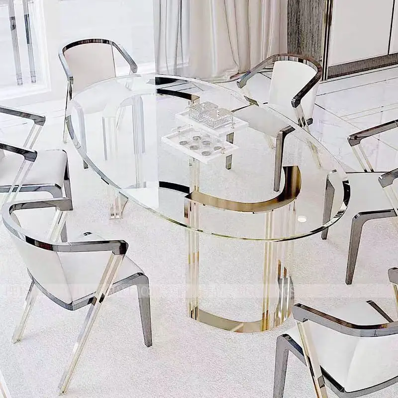 Итальянский дизайнерский Золотой закаленный стеклянный консольный стол современный минималистский круглый обеденный со стеклянной столешней для использования на кухне