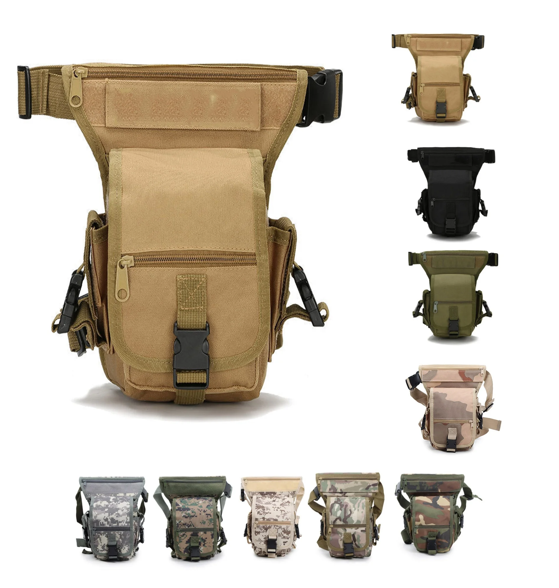 Camping Lifesaving Fishing Molle System Black Tactical Leg Bag Horse Riding Hip Bags