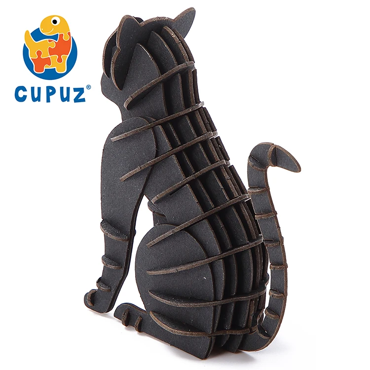 
Laser cut black cat 3D paper model for kids 