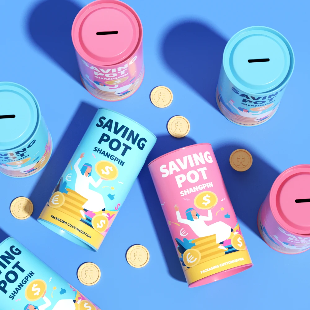 Promotional Colorful Metal Coin Slot Lid Custom Design Cylinder Waterproof Coin Bank Piggy Bank Can Packaging Tube