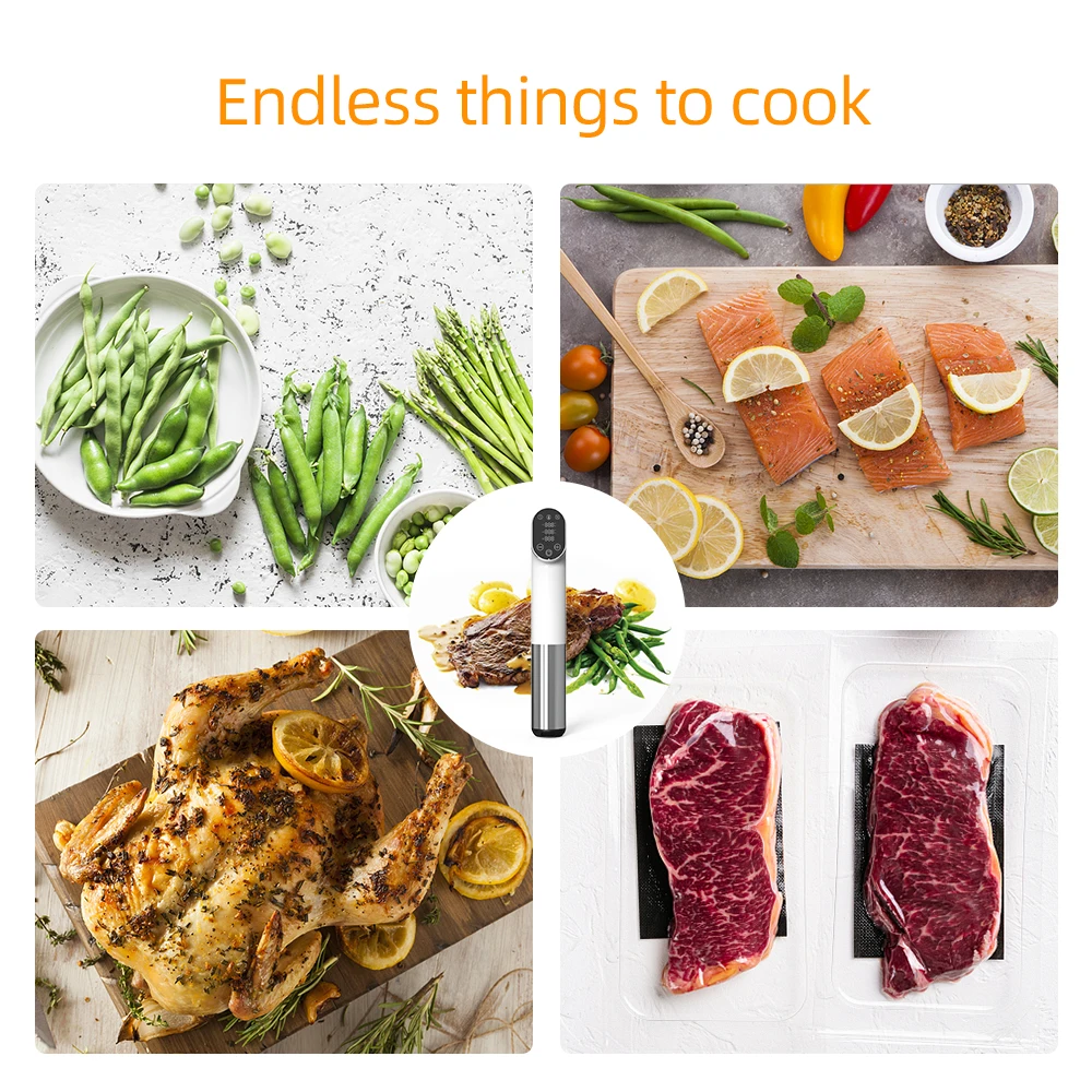 Factory Wholesale Sous Vide Cooker Stick 1000W Thermal Immersion Circulator with Sous Vide Recipe
