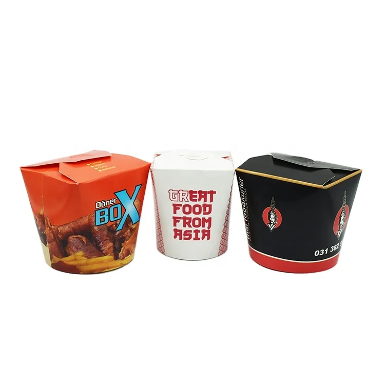 Custom Printing Paper Noodle Cup Healthy Take-away Doner Kebab Paper Box
