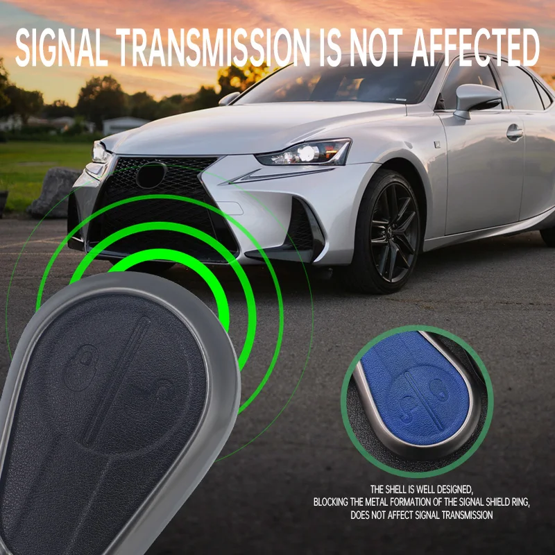 Zinc Alloy+3D Leather Remote Key Shell Case Smart Car Key Bag Cover Suitable for Volvo