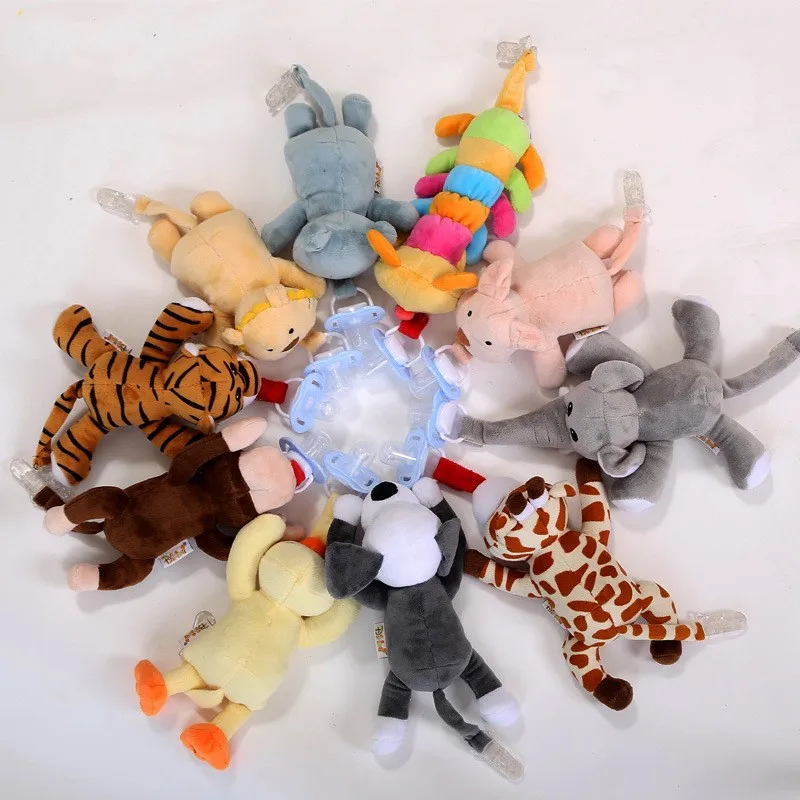 Wholesale custom Baby Soother Pacifier Holder Dummy Clip With Plush Animal Toys
