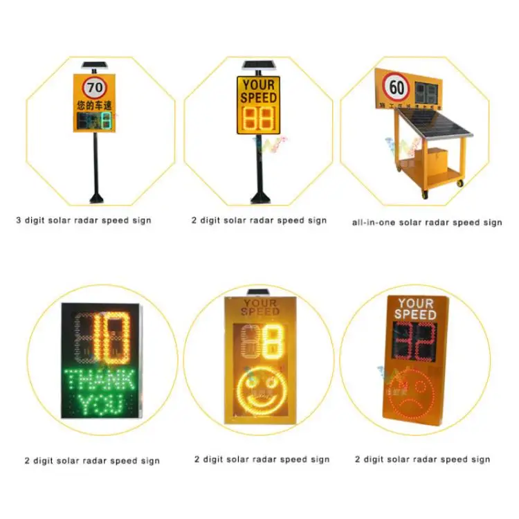 Emoj Face Feedback Solar Doppler Speed Indicator Meter Sensor Detector Traffic Warning Radar with Limit Display Sign