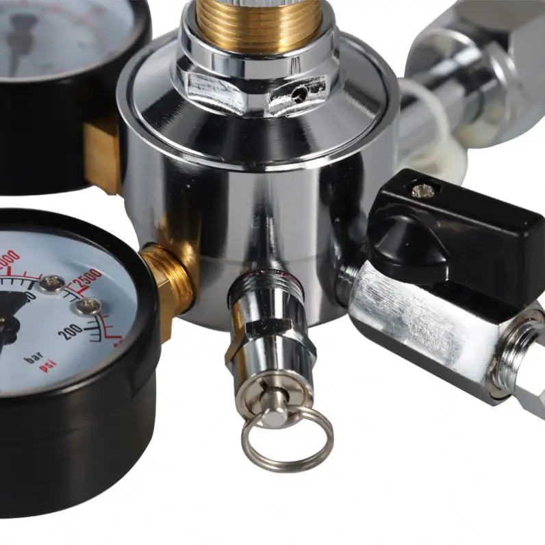 CGA320,W21.8,G5/8' CO2 regulator dual gauge beer barrel pressure reducing valve