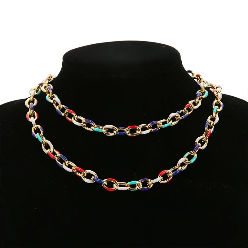 Jewelry Accessories Stainless Steel 8mm Stainless Steel Dripping Oil Chain Enamel Color Cross Chain Diy Thick Chain