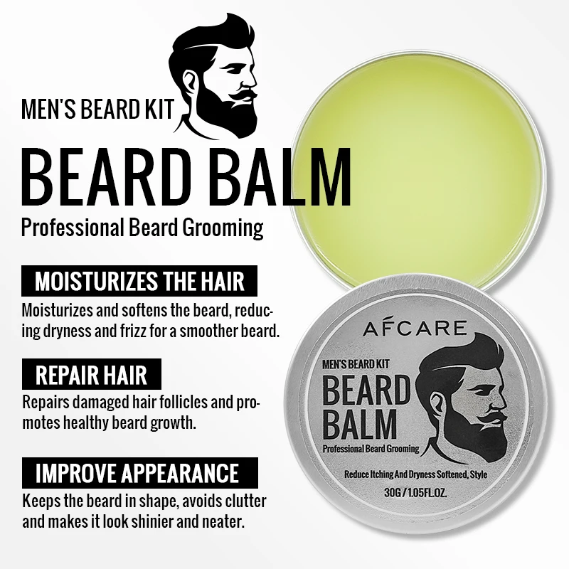 Beard Growth Oil Beard Balm Sulfate-free Refreshing & Softening and Beeswax & Coconut oil Beard Balm Gel White Label