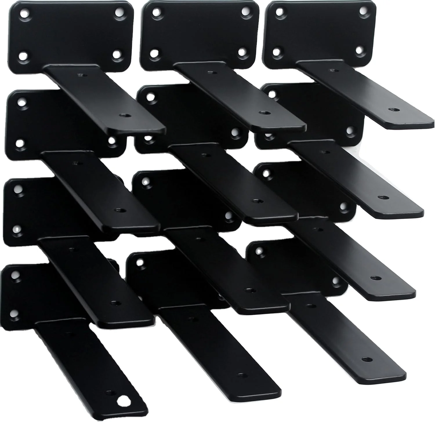 6 inch Black L Shelf Bracket 1/5 Inch Thick Iron Shelf Brackets for Shelves Support
