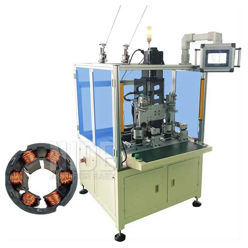 BLDC motor winding equipment stator coil winder needle winding Machine with 2 winding stations