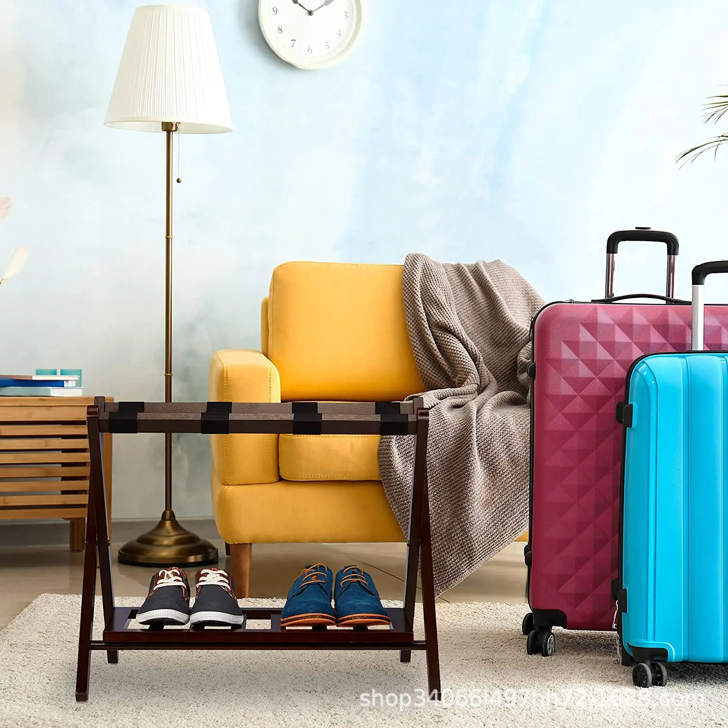 Hotel supplies solid wooden folding luggage rack hotel luggage racks luggage stand