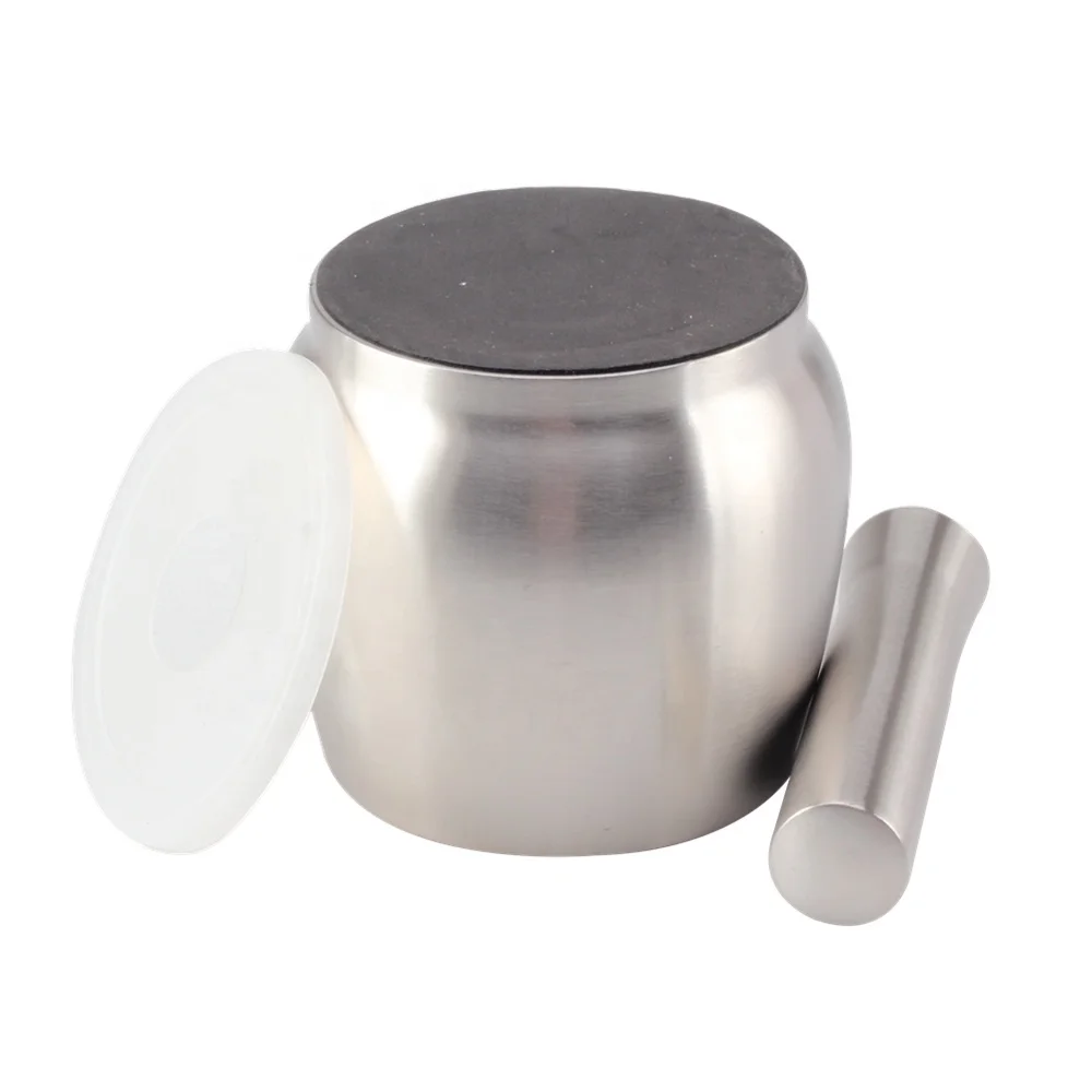 Pill Crusher, Stainless Steel Mortar and Pestle with Anti Slip Base  for Grinding Herbs Spices