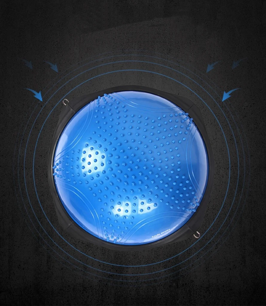 YETFUL  Yoga Pilates Floating Point Wave Speed Ball 58cm Thickened PVC Footed Explosion-Proof Half Round Balance Ball