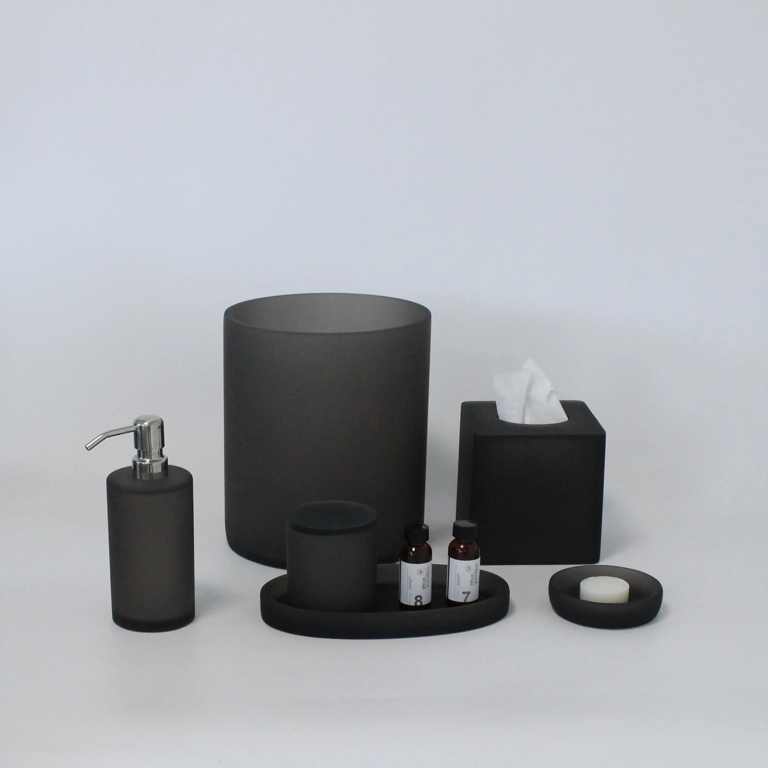 6 piece Customized white jade polyresin bathroom accessory set