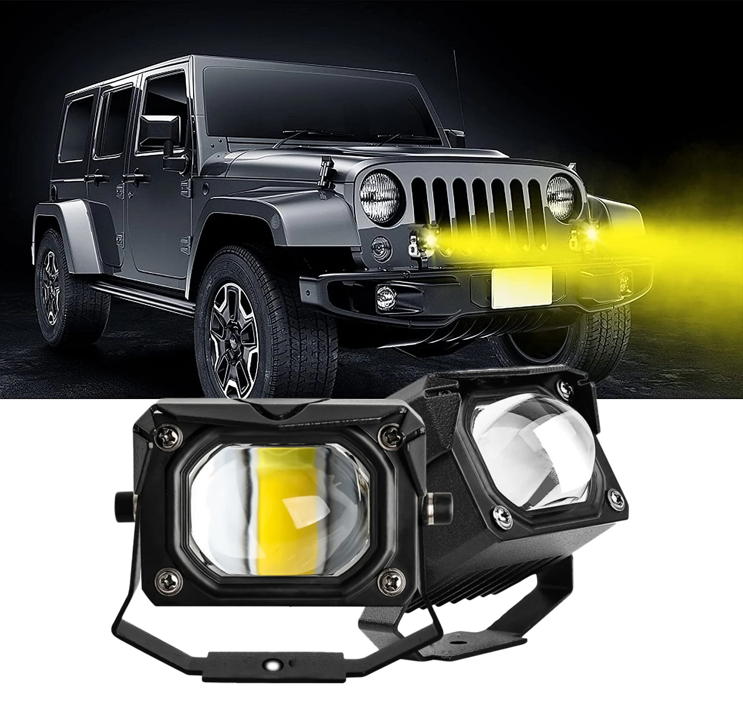 Стручки света СИД 60W 8000LM мотоциклов светодиодные фары дальнего Противотуманные желтый и белый проектор Aux прожектор для