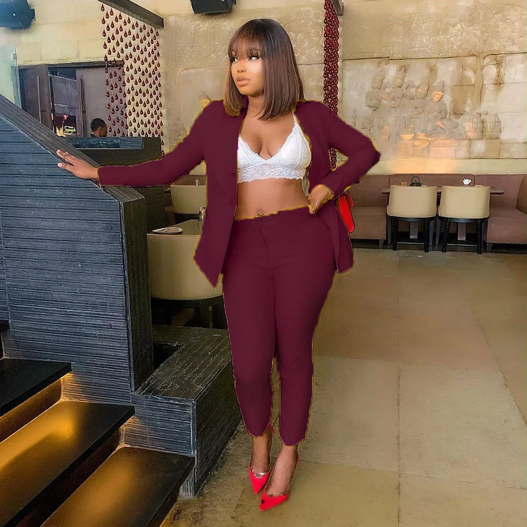 2022 Hot Sale New Product Office Women Blazer And Pants Two Piece Set High Quality Blazer Set