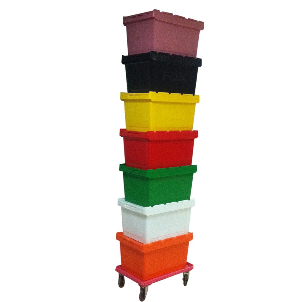 50kgs Heavy Duty Plastic Moving Containers/Plastic Container with Hinged Lid