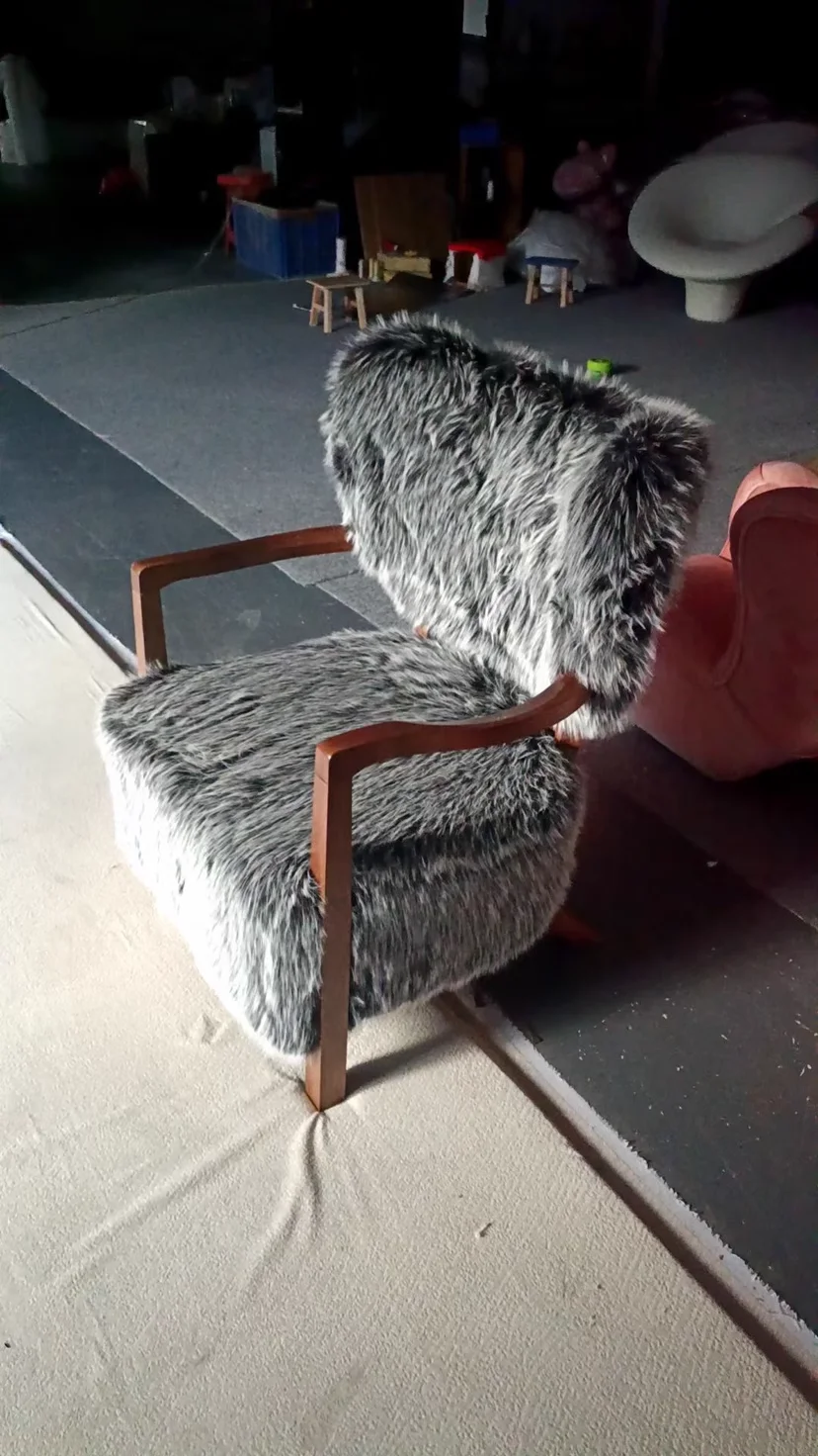 Danish Designer Antique Single Sofa Chair North American Arm Bone Armrest Cashmere Leisure Chair