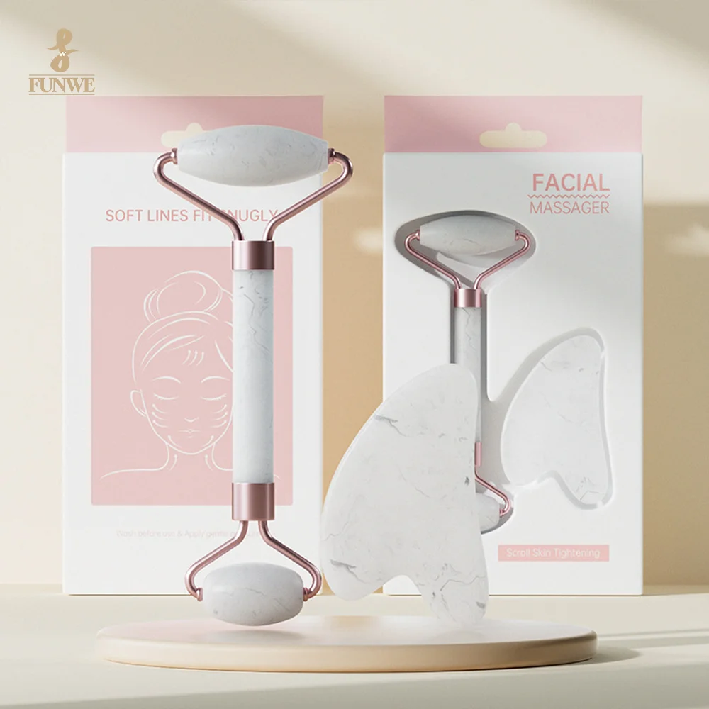 Multifunction Face-Lifting Massage Roller Beauty Skin Care Tools Natural Rose Quartz Jade Face Roller Gua Sha Tool Set