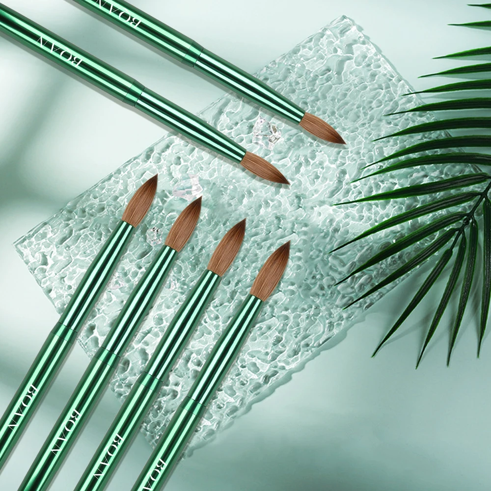 BQAN Custom Painting Metal Handle Acrylic Brush Set Round 100 Pure Kolinsky Acrylic Nail Brush Size 6 8 10 12 14 16