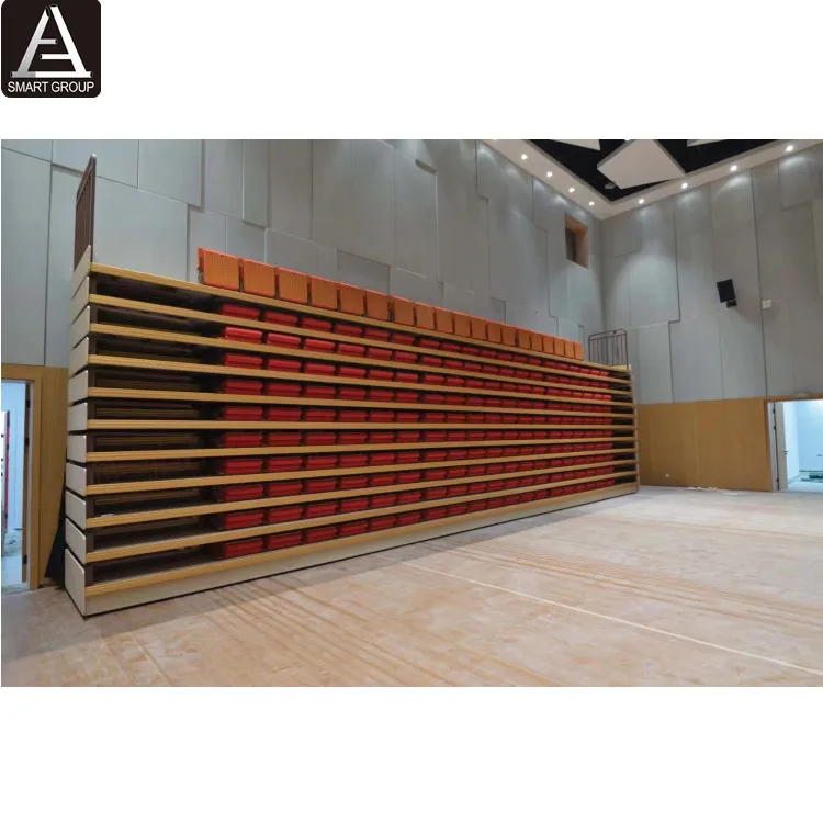 Floor Mounted Fabric Telescopic Bleachers Bleacher with Foam Chair Fabric Seat Flip up Folding Chair Electric Grandstand