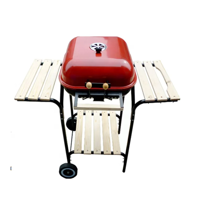 18 'квадратный чайник барбекю и рисунком гамбургера и гриль на заднем дворе гриль на углях с деревянный приставной столик для кемпинга на открытом воздухе